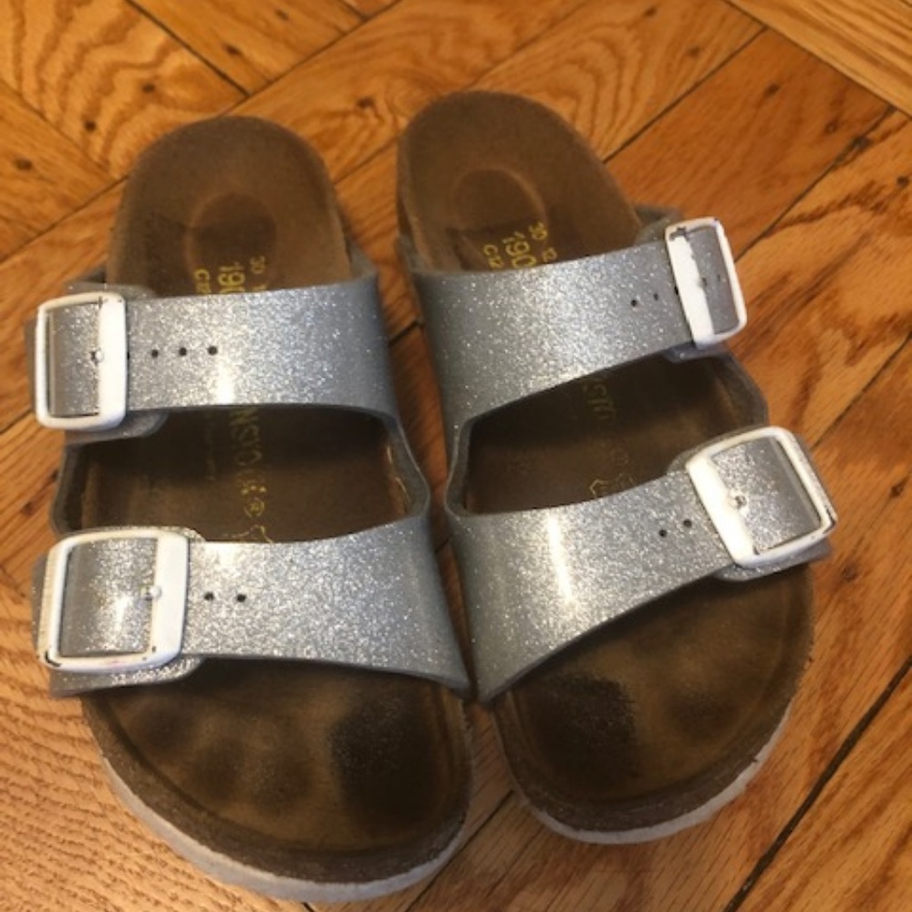 kids arizona birkenstocks size 12 silver
